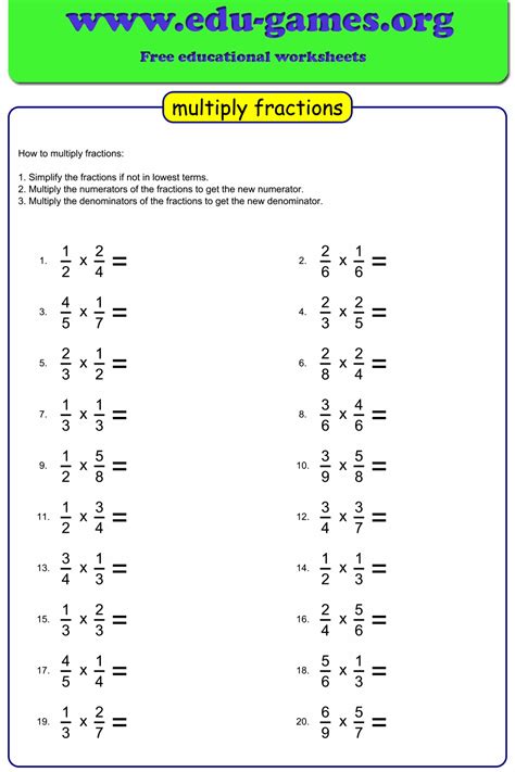 Multiplication Of Fractions Worksheets Pdf