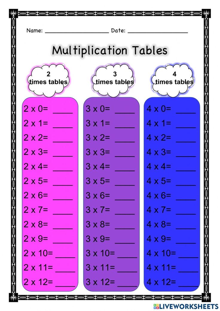 Multiplication Tables 2 3 4 Worksheet Times Tables Multiplication Worksheets