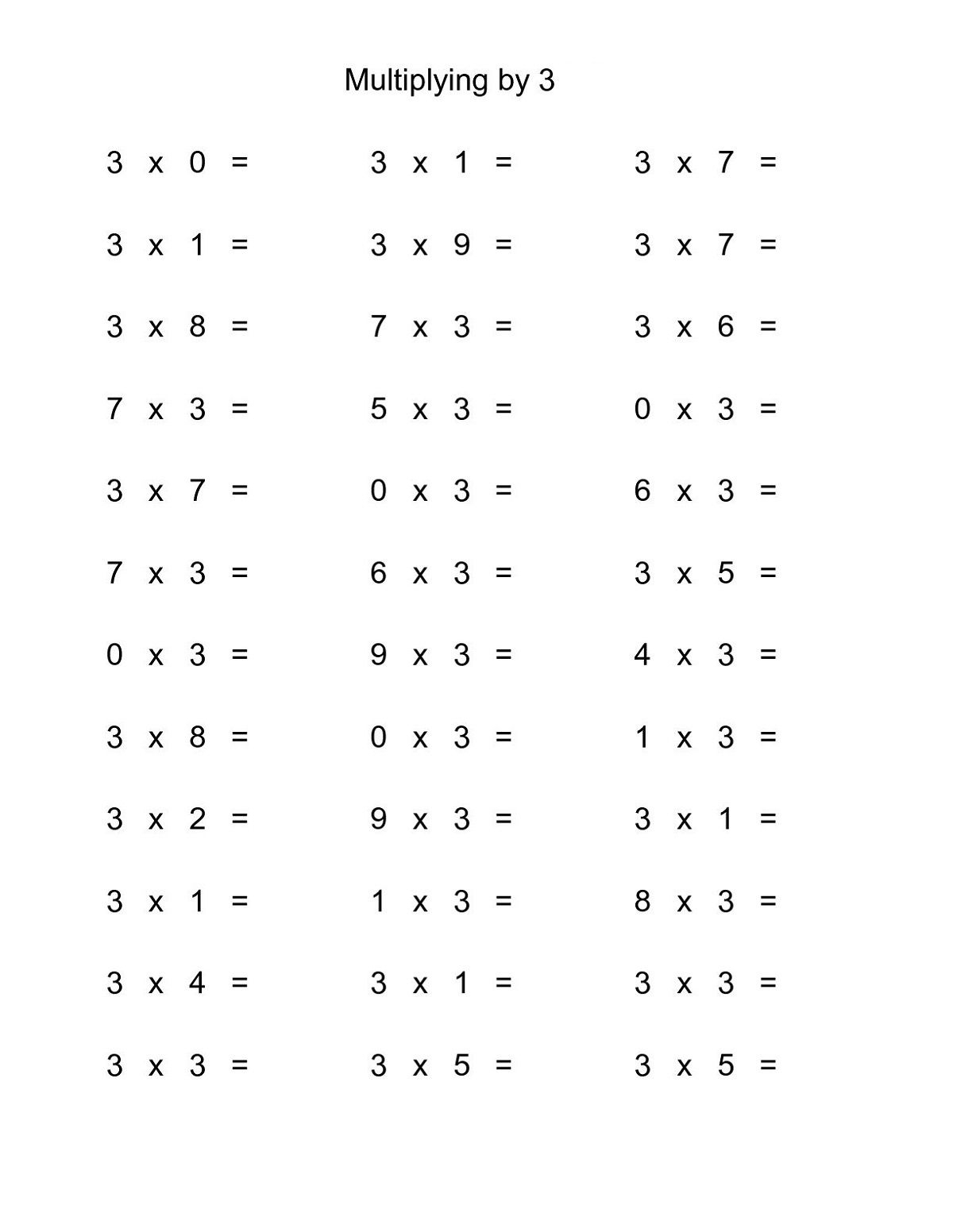 Master 3-Times Tables with Fun Multiplication Worksheets