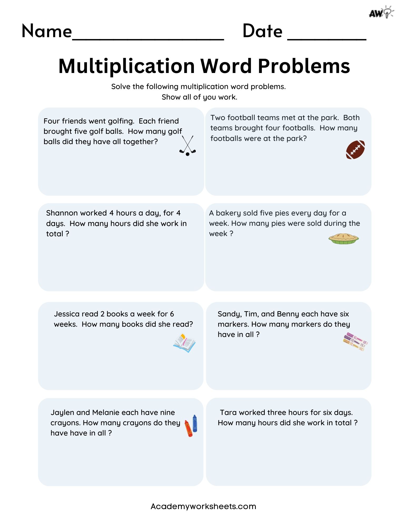 Multiplication Word Problems 4Th Grade