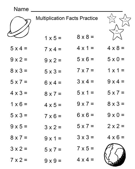 Free Multiplication Worksheets 0-12 for Kids