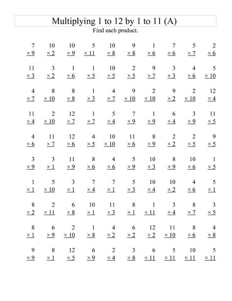 Multiplication Worksheets 1 Through 12