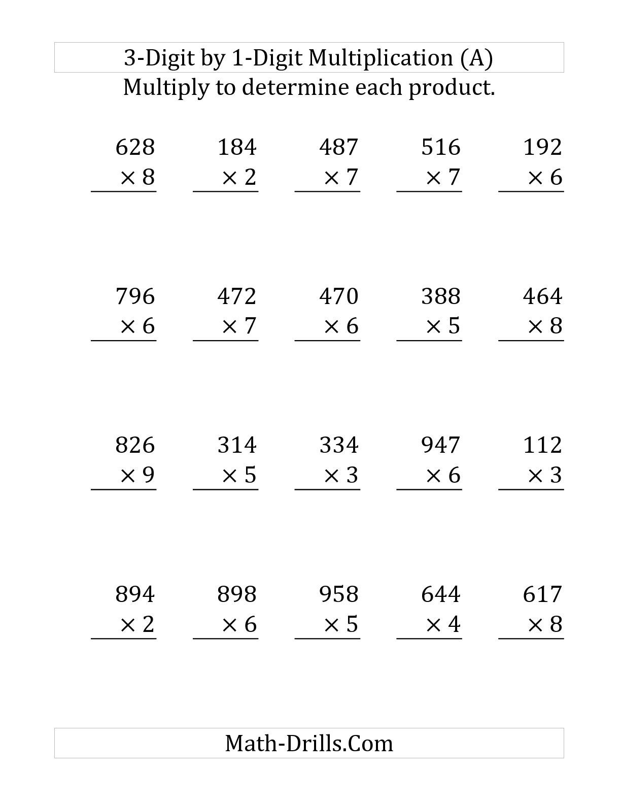 Free 3-Digit Multiplication Worksheets for Easy Practice