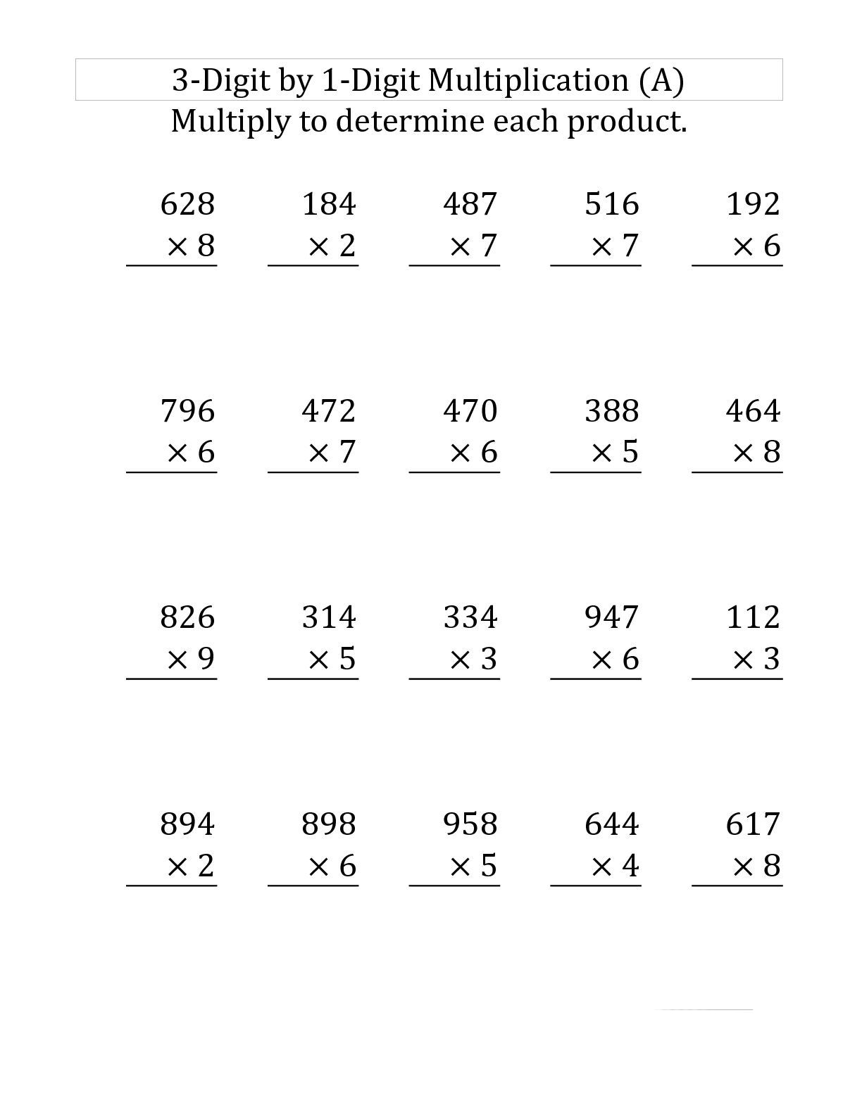 Multiplication Worksheets For 8Th Graders