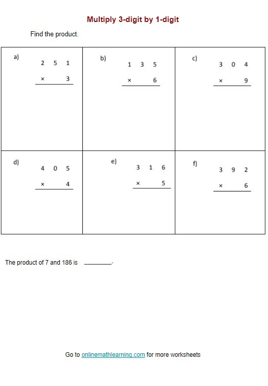 Multiply 4 Digit By 1 Digit Worksheets Answers Printable Online