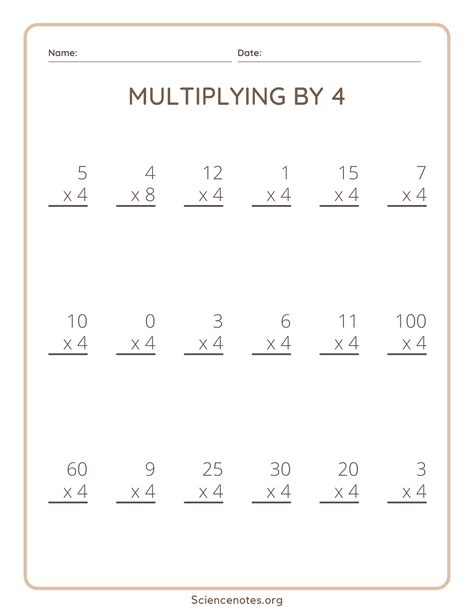 Multiply By 4 Worksheets