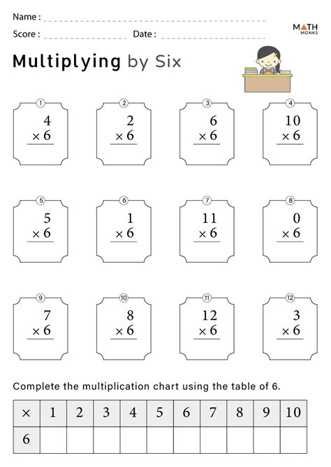 Multiply By 6 Worksheet Pdf