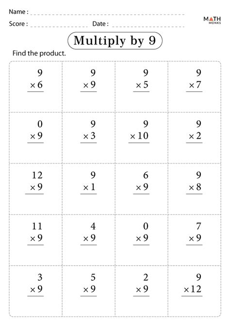 Multiply By 9 Worksheet Pdf