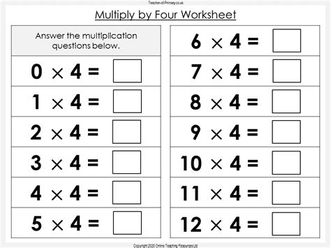 Multiply By Four Teaching Resources