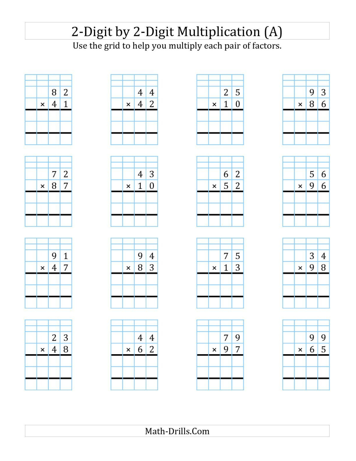 Multiply Decimals Using Grids Worksheet