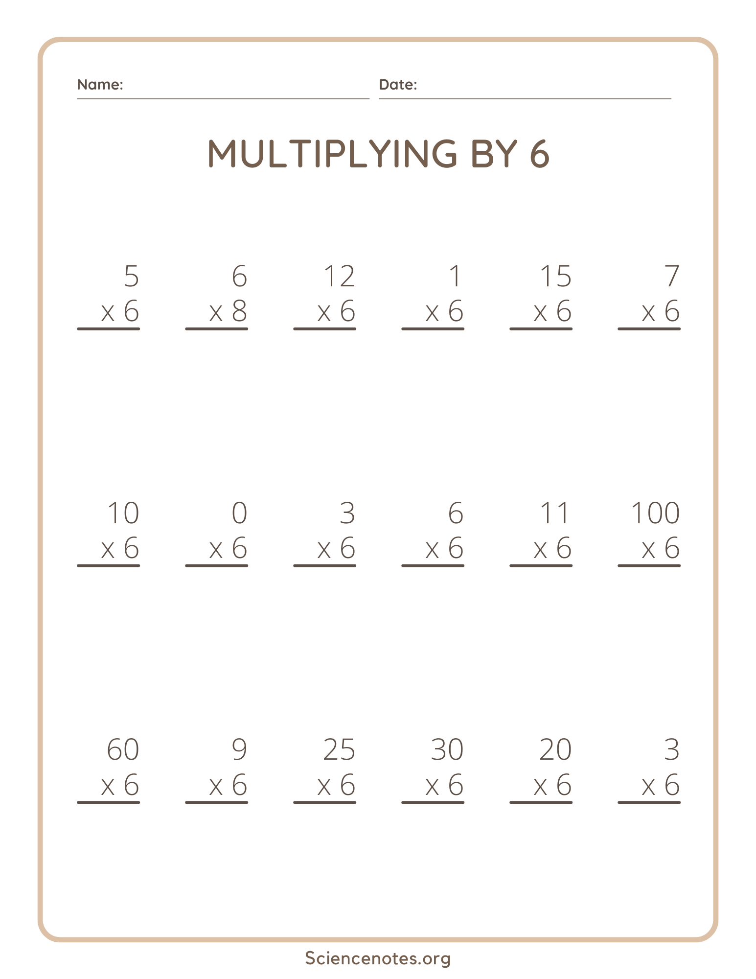 6 Ways to Master Multiplying by 6 Worksheet