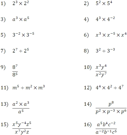 5 Essential Worksheets for Exponent Operations Practice