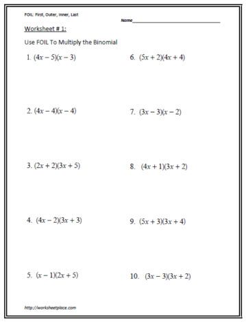 Foil Method Made Easy: Multiplying Binomials Practice Worksheet