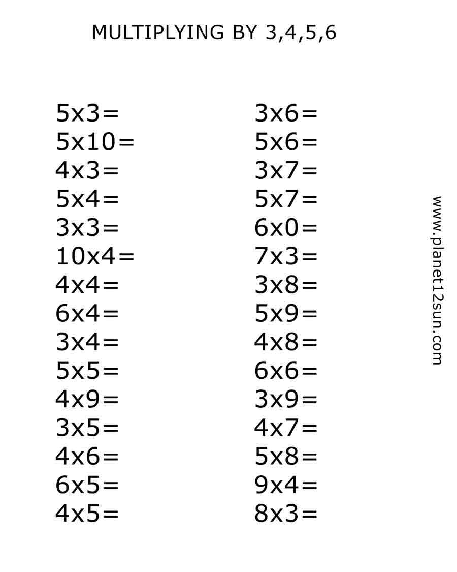 Multiplying By 4 5 6 7 2Nd 3Rd Gr Genius777 Com Printables