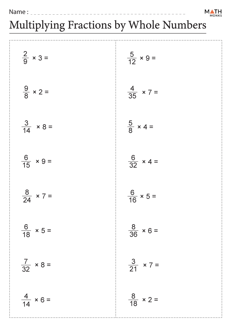 Multiplying Fractions By Whole Numbers Worksheets Twinkl