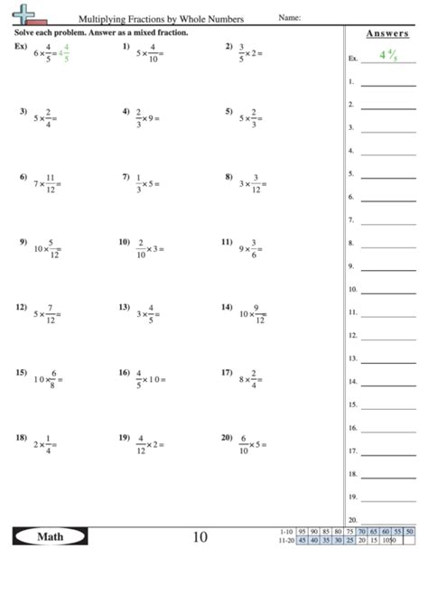 Multiplying Fractions With Answer Key