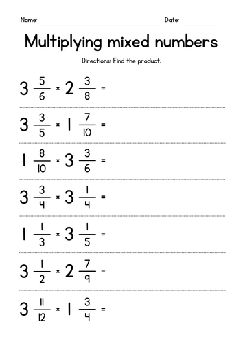 Multiplying Mixed Numbers Multiplying Mixed Numbers Mixed Numbers Number Worksheets