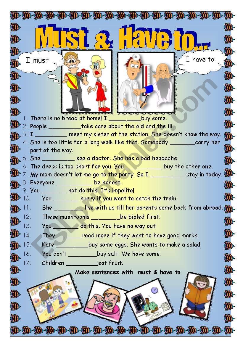 Must Have To Esl Worksheet By Svetlana F Grammar Worksheets