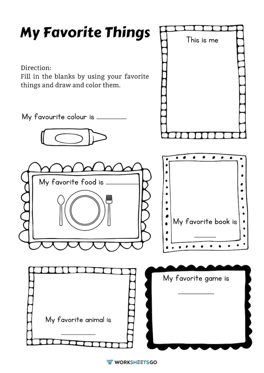 My Favorite Thing Worksheet My Family Worksheet Family Worksheet