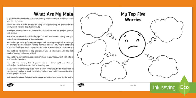 My Worries Worksheet Teaching Resource Twinkl Usa