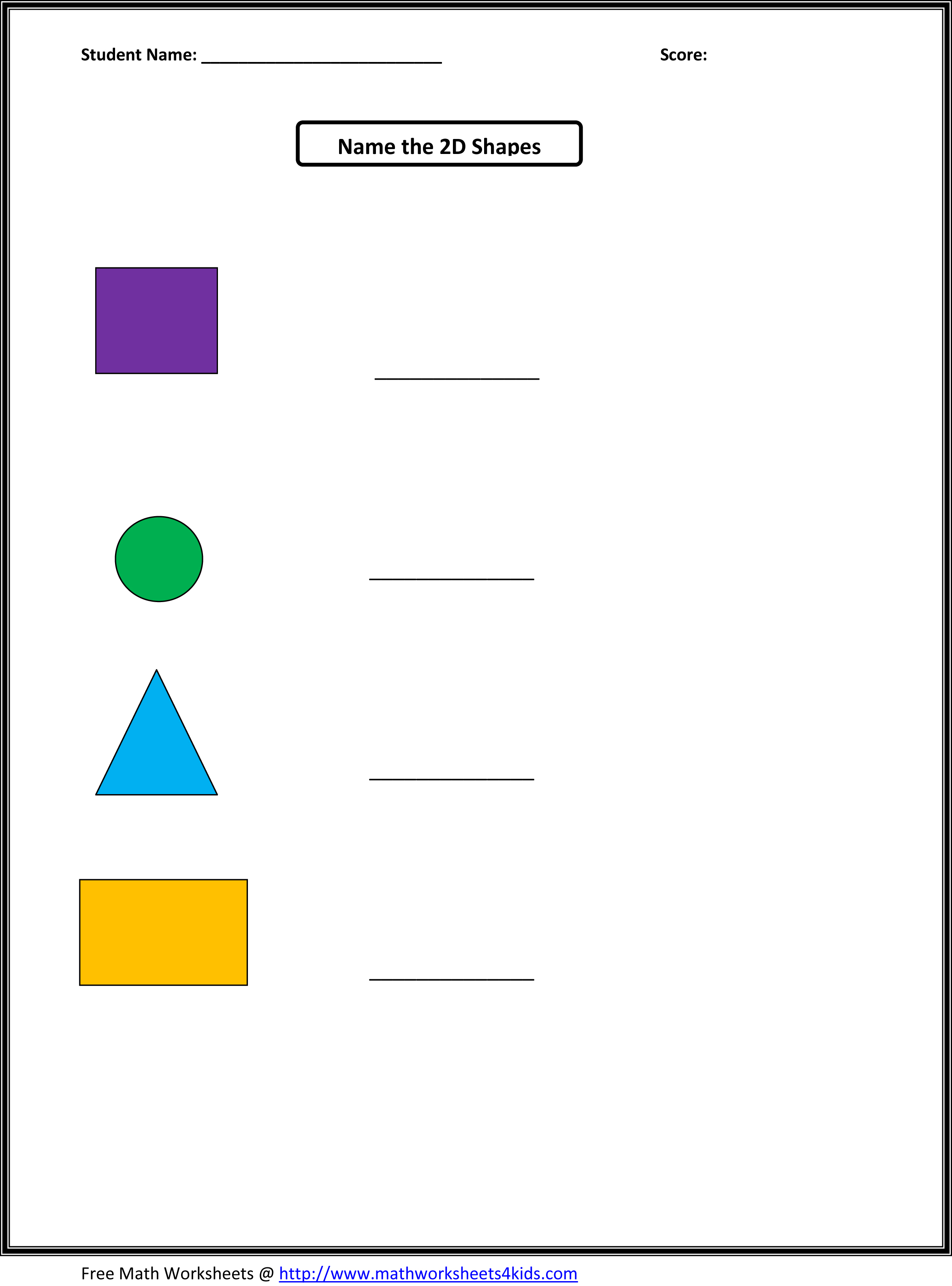 Name The 2D Shape A Worksheet