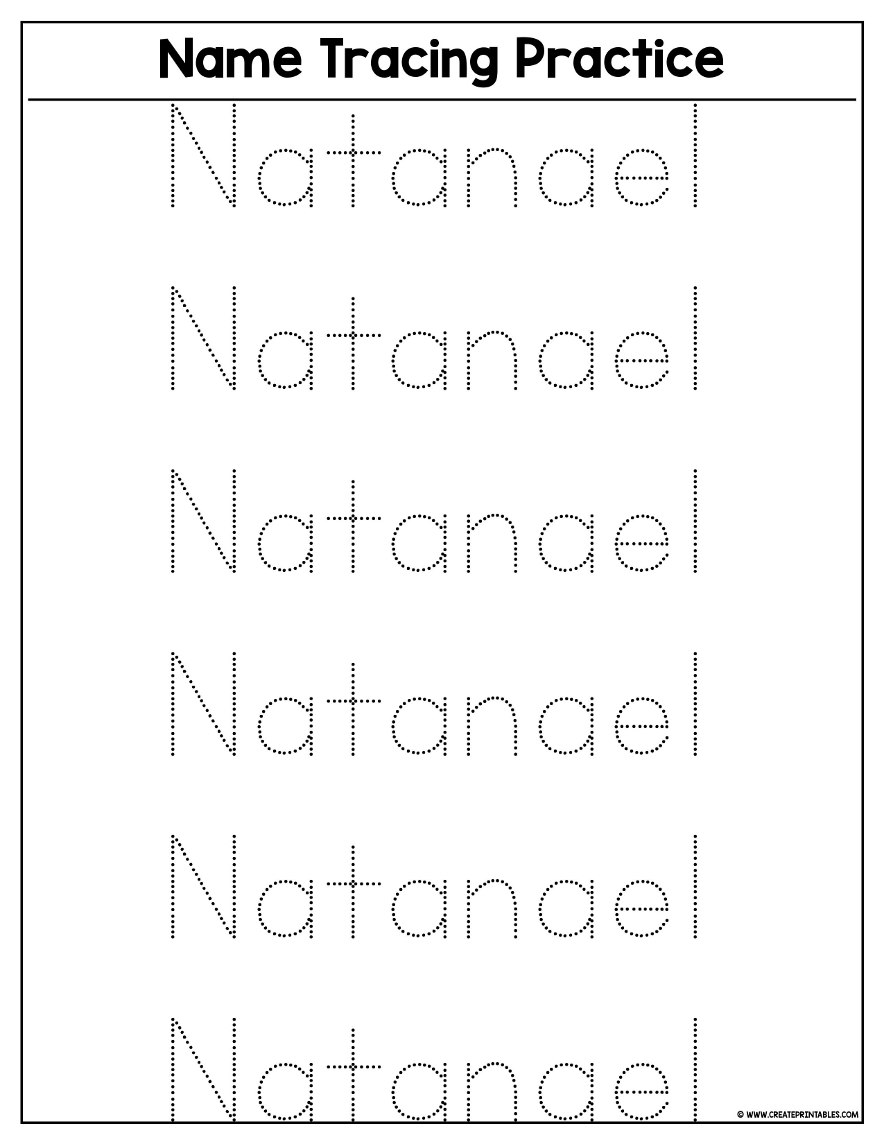 Name Tracing Page