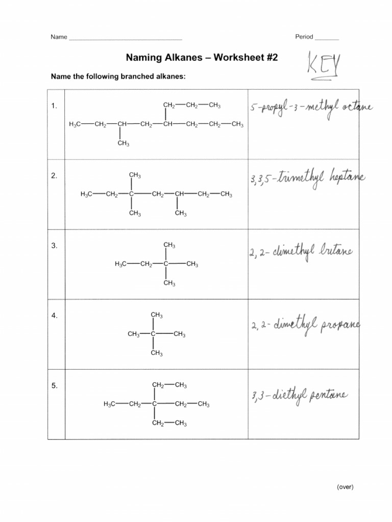 Naming Alkanes Alkenes And Alkynes Worksheet With Answers Worksheets