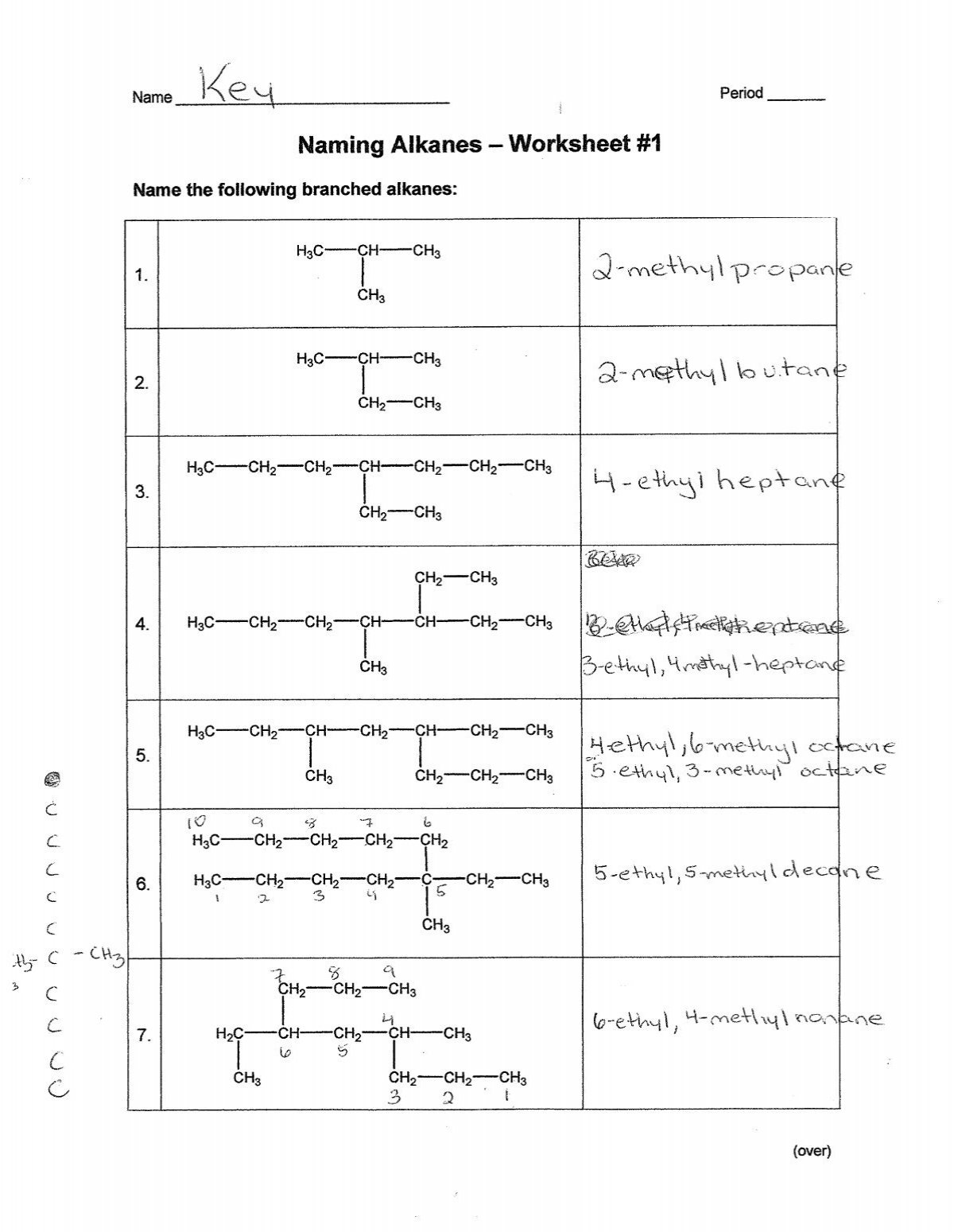 Naming Alkanes Worksheet 1 Answers Thekidsworksheet