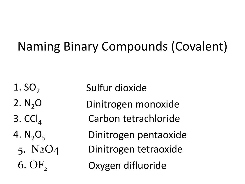 Naming Binary Covalent Compounds Pathways To Chemistry