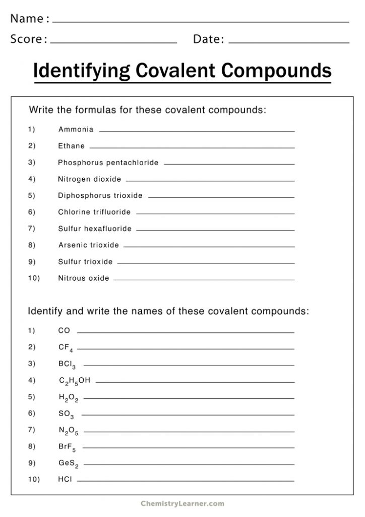 Naming Molecular Compounds Worksheet Imsyaf Com