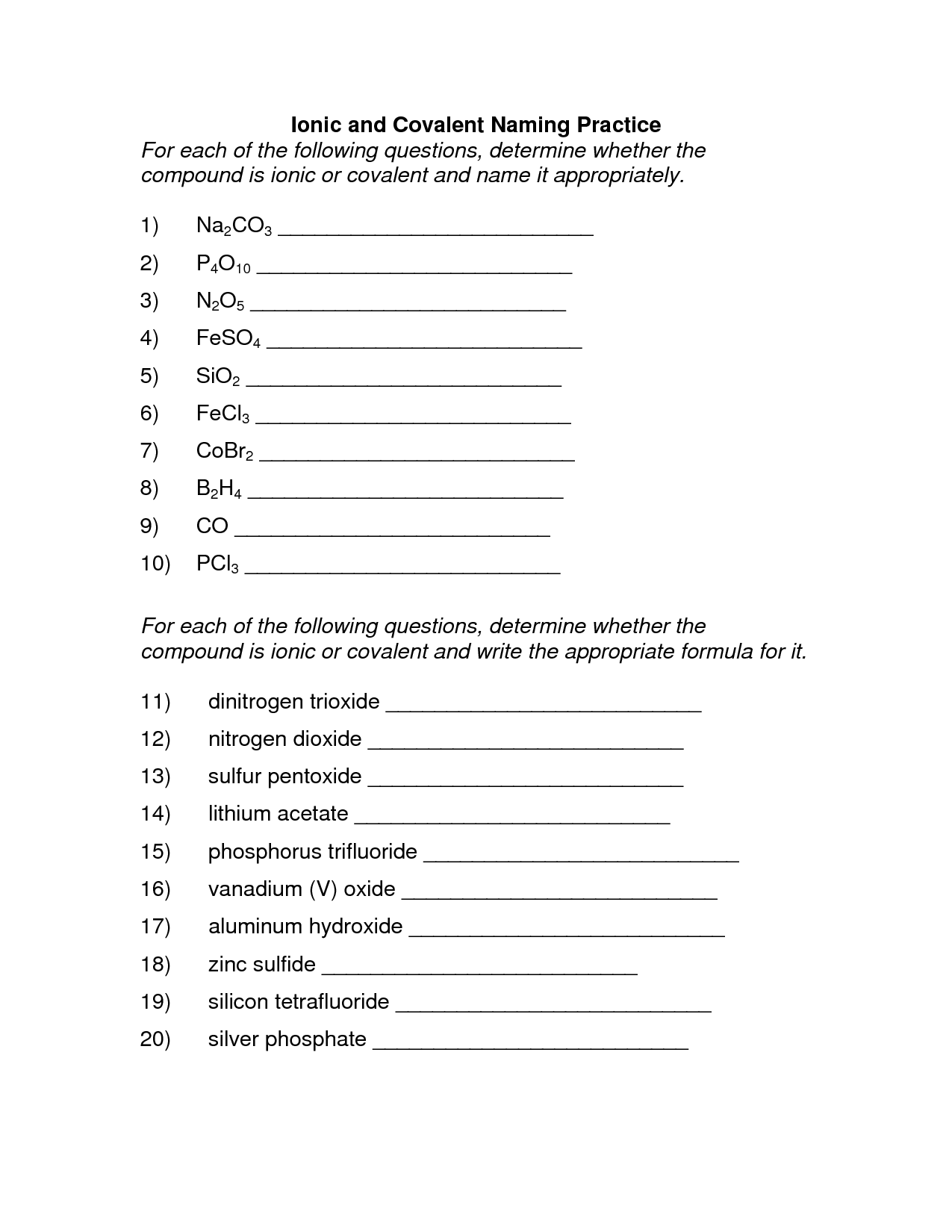 Master Naming Molecular Compounds: Free Worksheet Inside