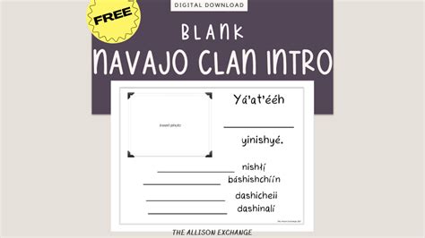 Navajo Clan Navajo Introduction Sheet