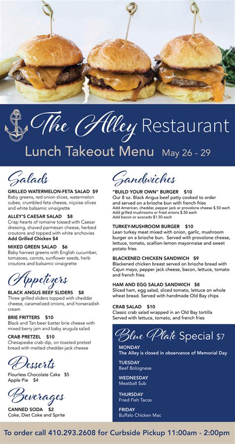 Naval And Military Club Menu