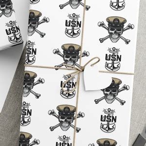 Naval Master Chief Skull Amp Crossbones With Mcpo Anchors White Gift Wrap Papers Etsy