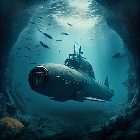 Naval Submarine Submerge Deep Underwater Stock Image Image Of Warfare