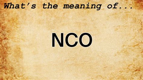 Nco Meaning Slang