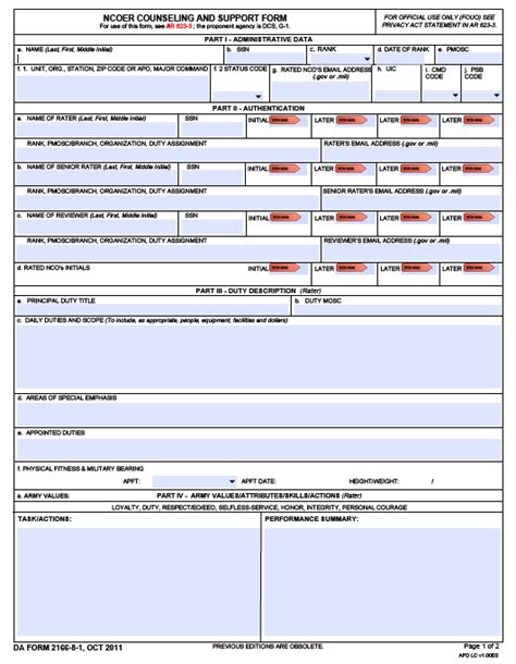 NCOER Support Form Guide