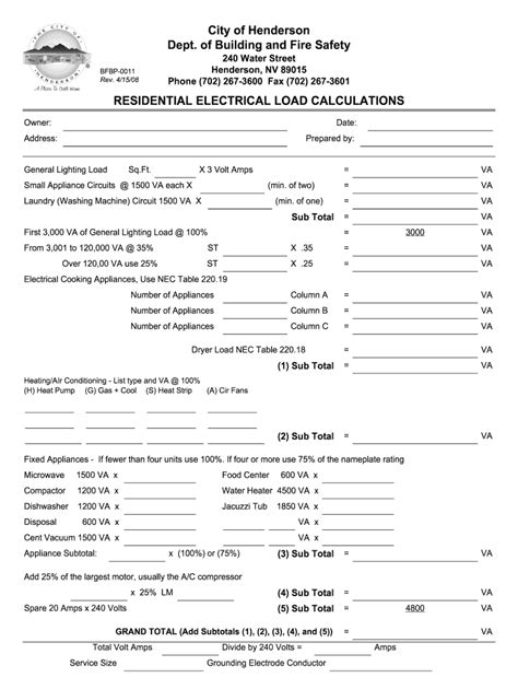 Nec Existing Load Calculation