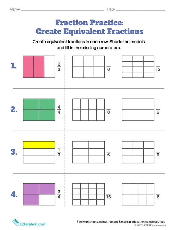 Need A Equivalent Fractions Worksheet Here S A Free Template Create