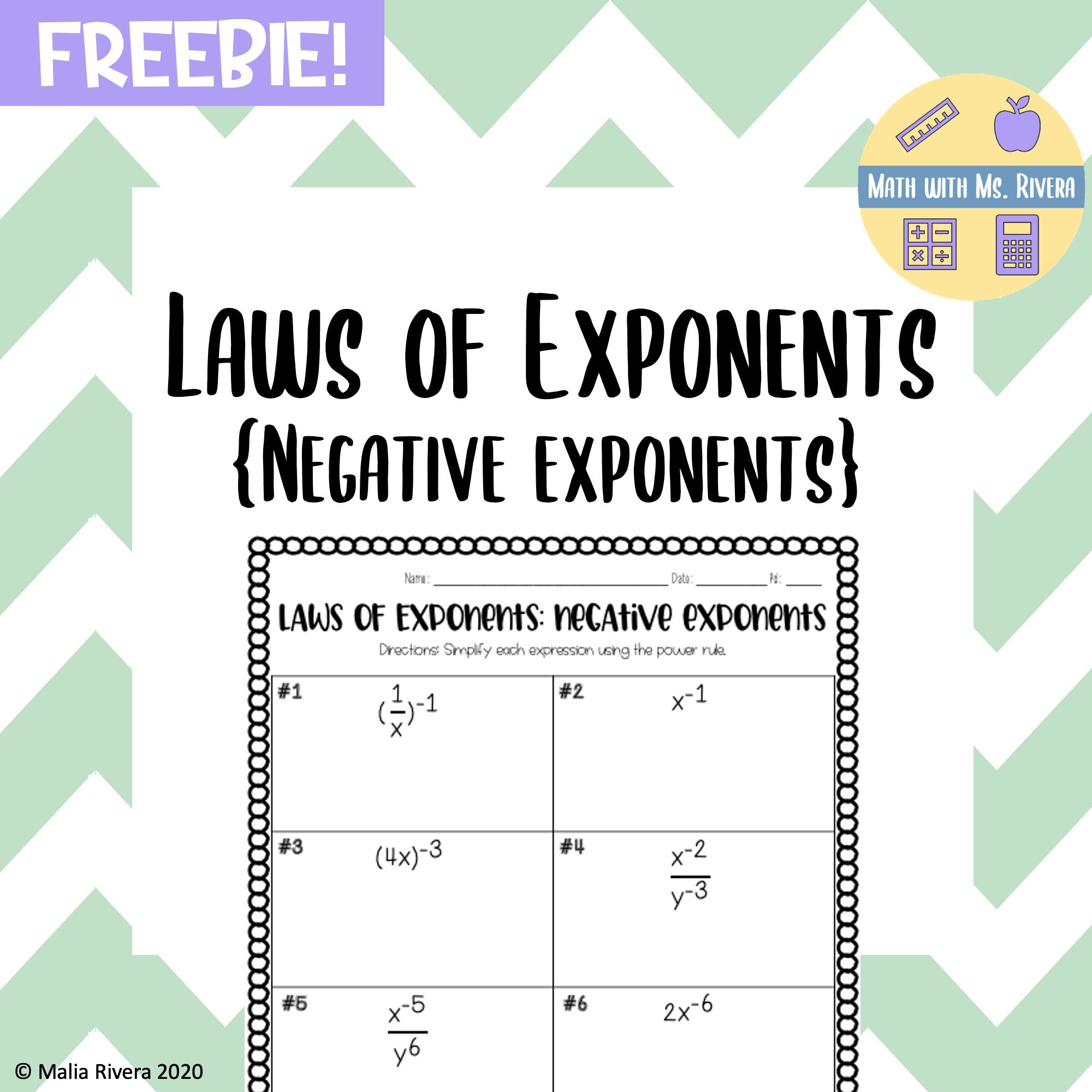 Negative Exponent Rules Cheat Sheet