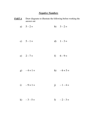 Negative Number Arithmetic Homework Booklet Teaching Resources