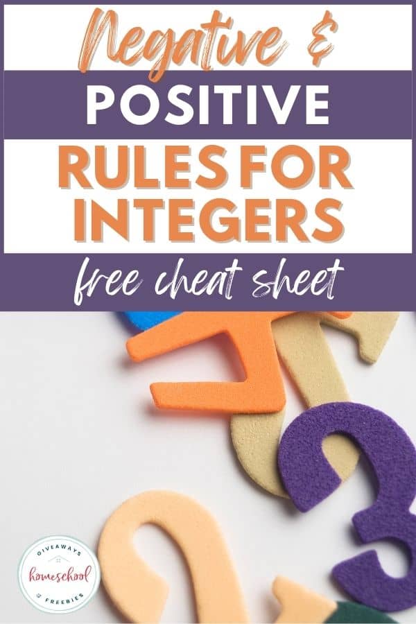 Negtive And Positive Rules For Integers Free Cheat Sheet