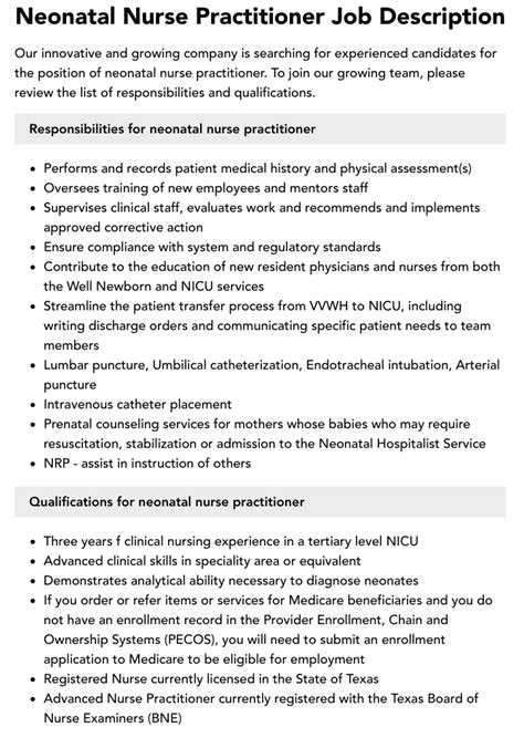 Neonatal Nurse Practitioner Salary Job Description And Responsibilities In 2020 Neonatal