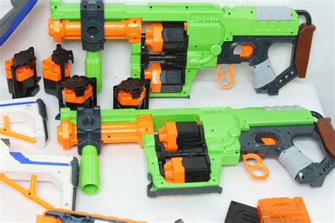 Nerf Lot 2 6 Nerf Rifles W Extra Magazines Accessories 1 Nerf Stratobow 180093