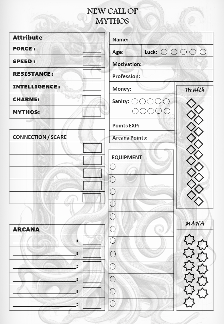 New Call Of Mythos Character Sheet Playtest Unveiling The Character