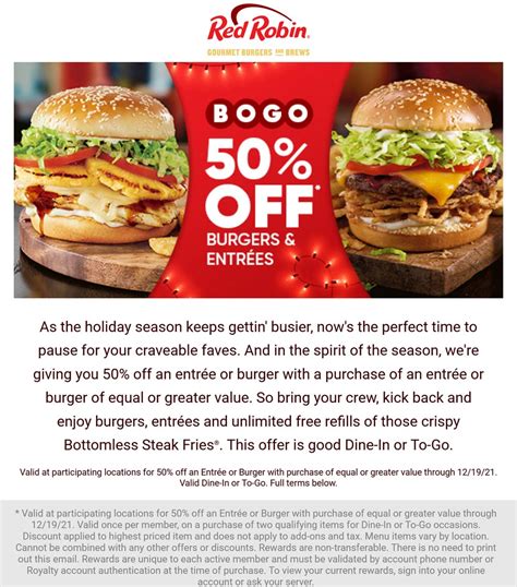 New Red Robin Coupon Buy 1 Get 1 Free Gourmet Burger