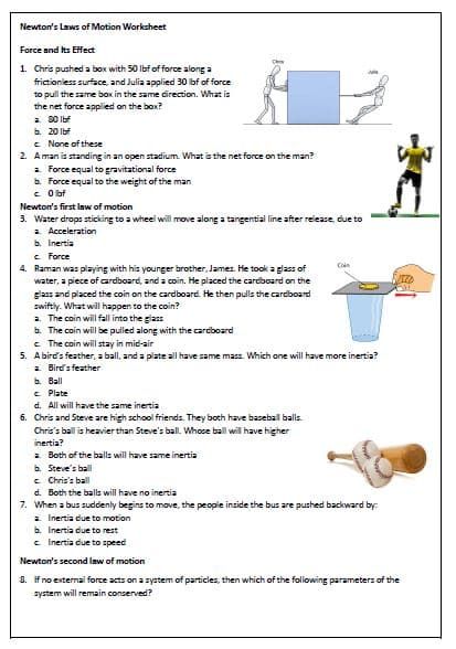 Newton S Laws Of Motion Worksheets Answers