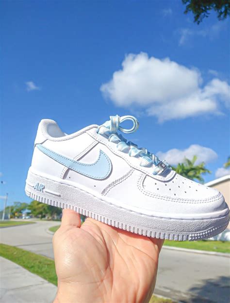 Nike Air Force 1 07 Womens White Sky Blue Custom Multi Size Girls Gs Af1