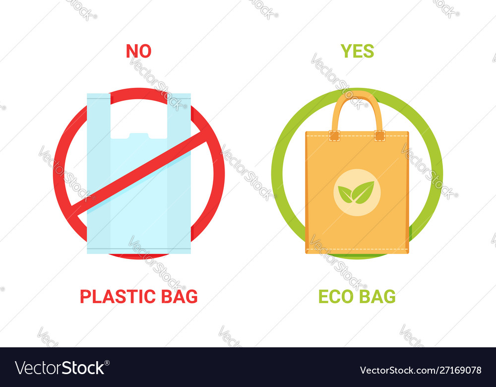 No Plastic Bag Yes Eco Bag Stock Vector Royalty Free 2119520045 Shutterstock