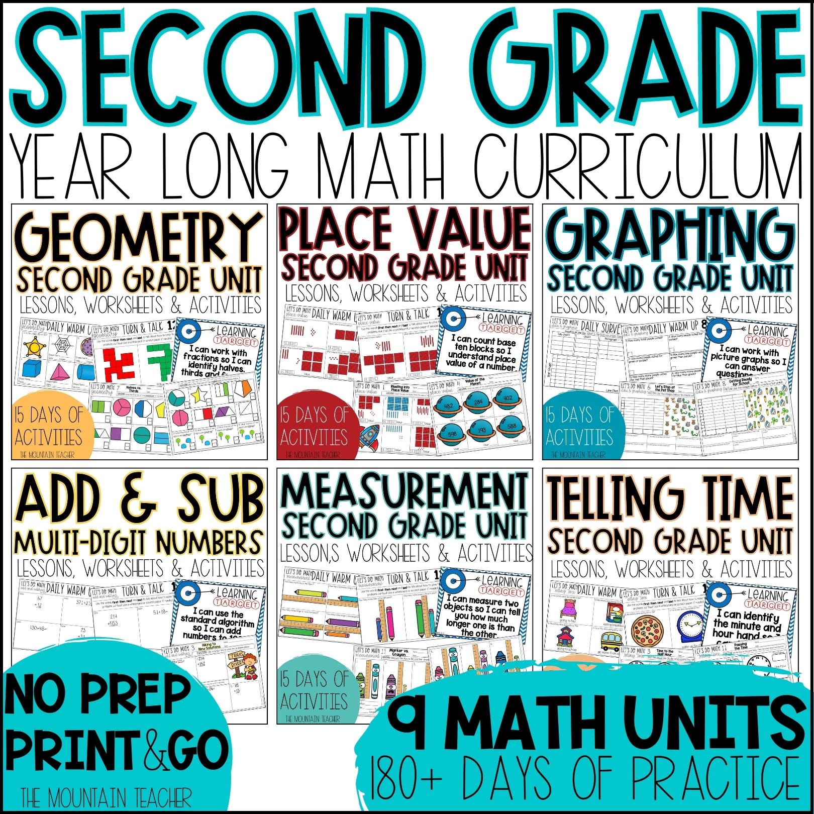 No Prep 2Nd Grade Curriculum Math Worksheets And Activities Year